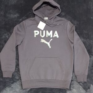 Puma Gray Hoodie Sweatshirt Classic Sporty Design